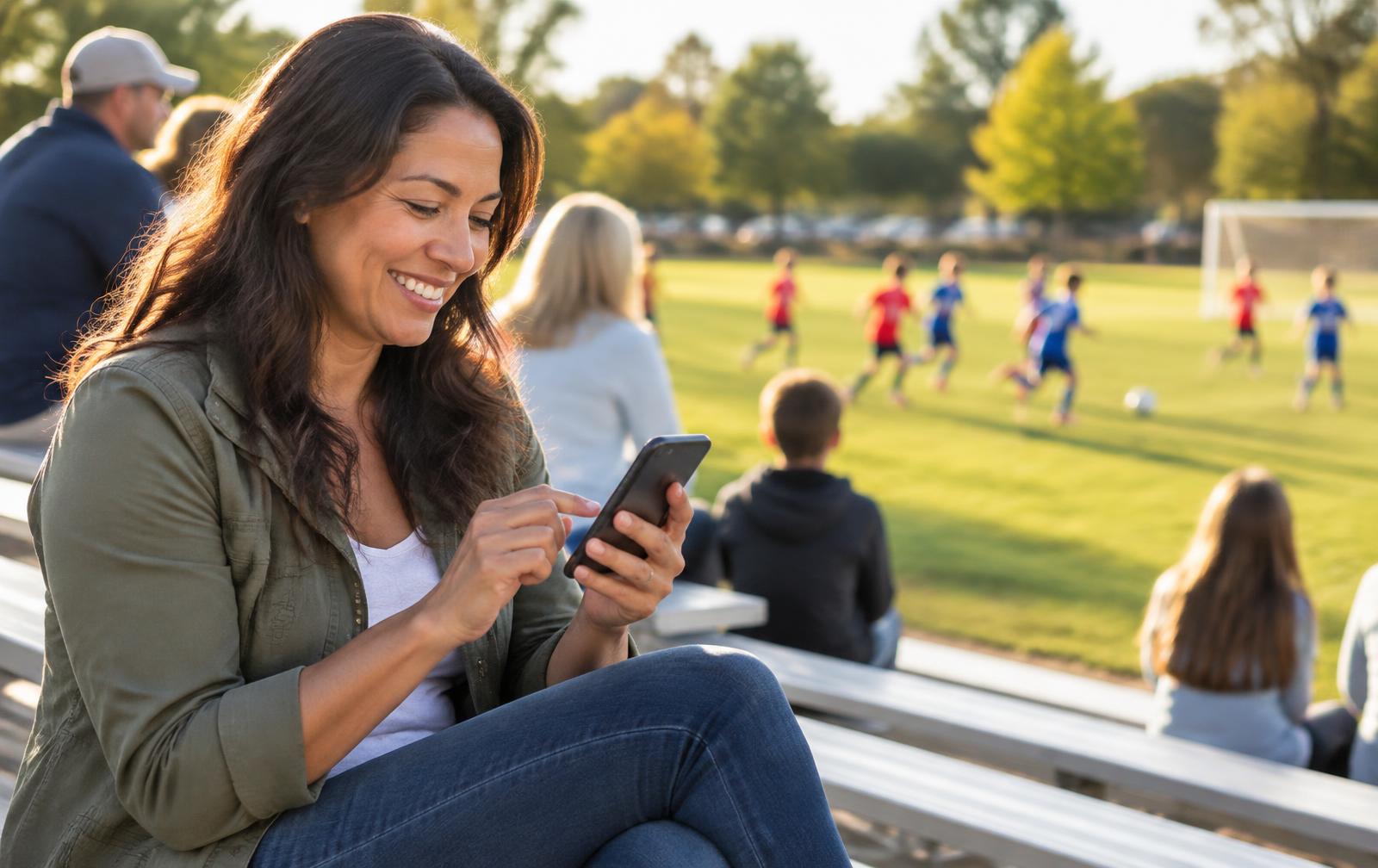 A parent donating to a team fundraiser on their phone